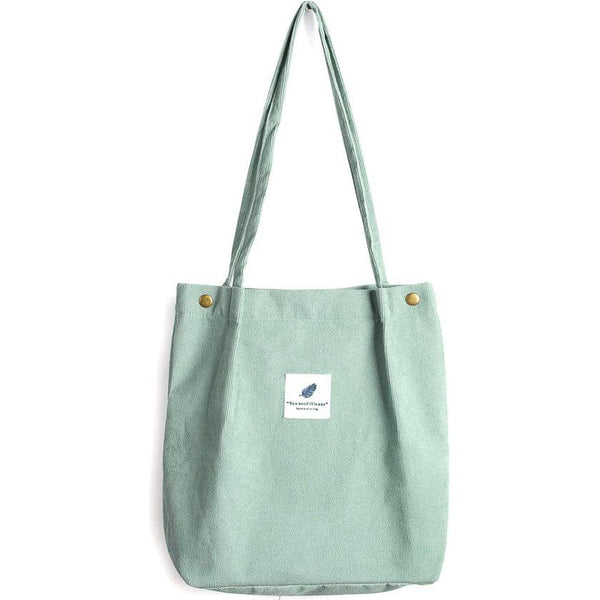 Women's Corduroy Shoulder Bag, Large Corduroy Bag, Casual Tote Handbag, Fashion Fabric Bag for Everyday, Office, School Trip and Shopping, Mint green, Modern