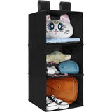 MaidMAX Hangende opbergkast organizer, hangende plank hangende organizer met 3 brede compartimenten, hangende stoffen kast, kastorganisatiesysteem, fleece stof, opvouwbaar - Zwart