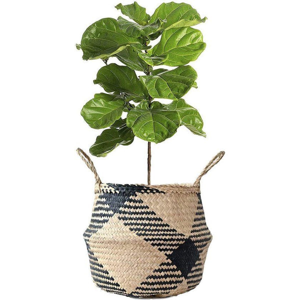 Seegras mand bloempot stro bloemenmand wasmand opvouwbare opbergmand groot met handvat voor kinderkamer badkamer