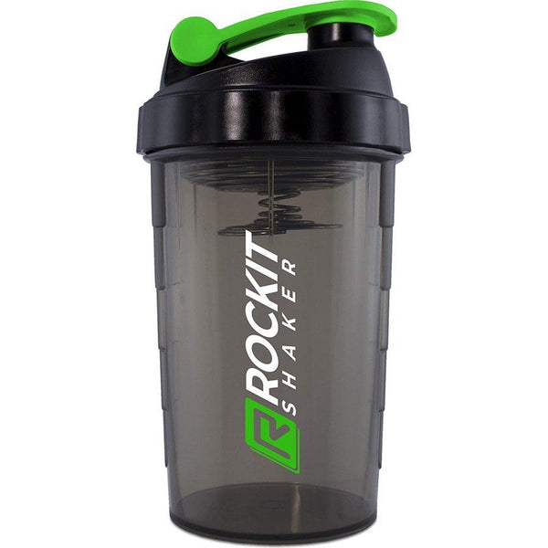 Rockitz Premium Proteïne Shaker 500 ml, eersteklas mengfunctie met infusiezeef, voor super romige fitness, eiwitshakes, proteïneshake beker, zwart, groen