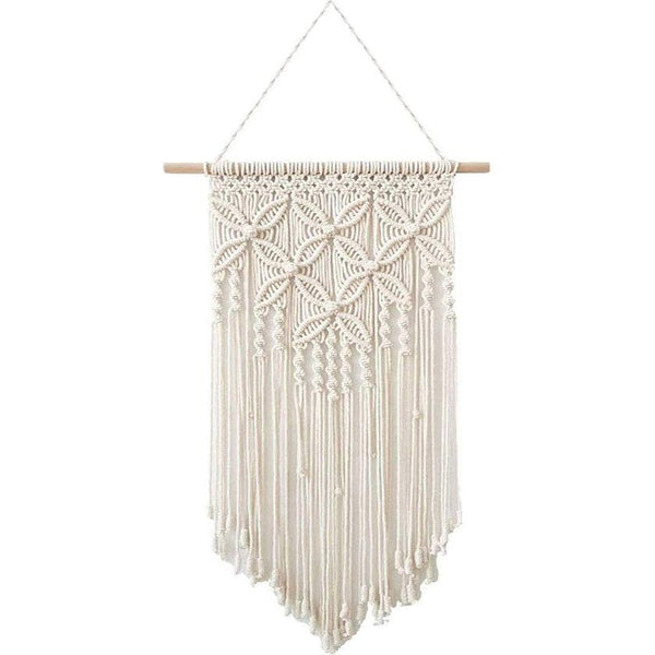 Macramé wandkleed boho deco geweven wanddecoratie wandtapijt Boheems tapijt geweven huisdecoratie chic huisdecoratie geschenken appartement slaapzaal kamerdecoratie (wit-blong)