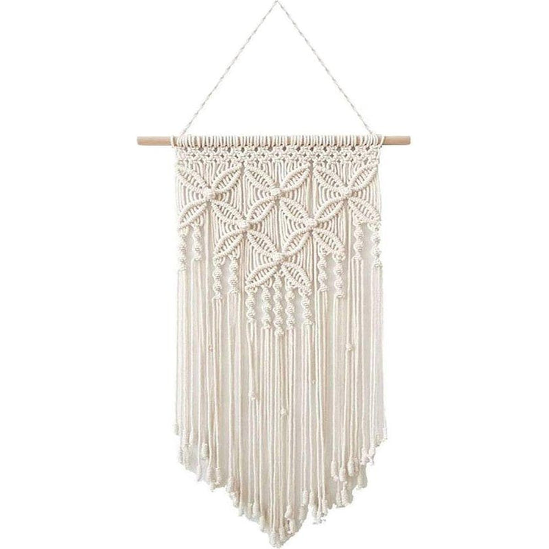 Macramé wandkleed boho deco geweven wanddecoratie wandtapijt Boheems tapijt geweven huisdecoratie chic huisdecoratie geschenken appartement slaapzaal kamerdecoratie (wit-blong)