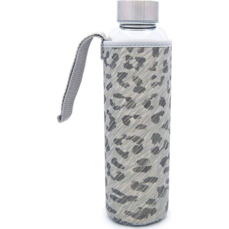 Glazen fles, 550 ml, drinkfles met neopreen hoes, lekvrij, glazen drinkfles van dik borosilicaatglas, geschikt voor koolzuur, glazen karaf