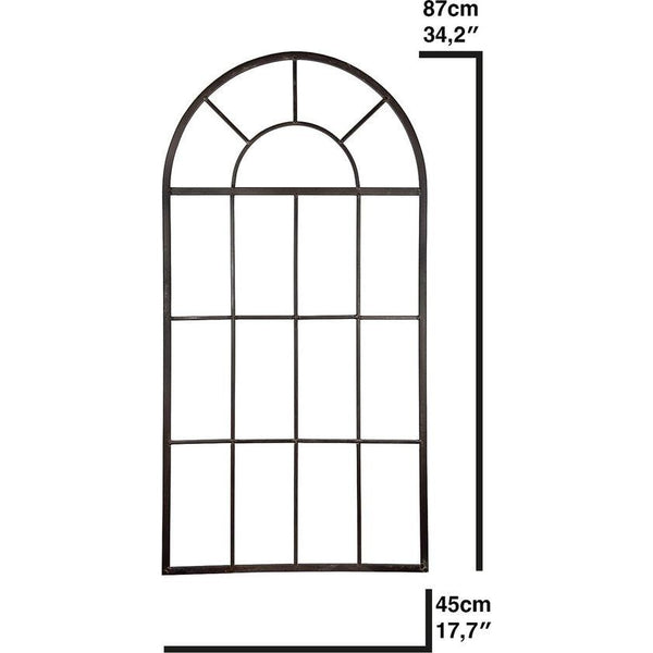 Decoratief raam van metaal in patina look - stalraam met halve boog - vintage decoratie
