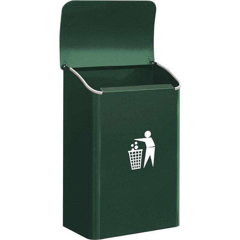 Hangende prullenbak | Hangende muurprullenbak | Vuilnisbakken voor garages, ingangen, winkels | papieren korps | Hangende prullenbak met deksel | 18L afvalbak | Stalen prullenbak | groente