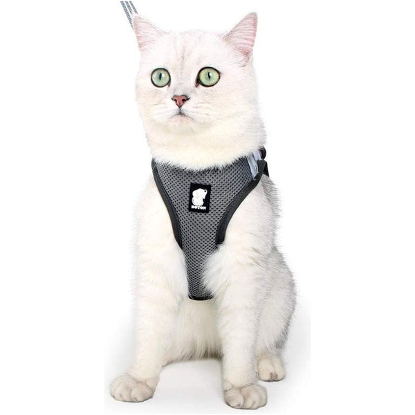 Kattenharnas en lijn Ultralicht voor ontsnappingsbescherming Verstelbaar kruis van zacht gaas in gewatteerde vulling Hardloopvest Jas voor kittens Huisdieren Puppy