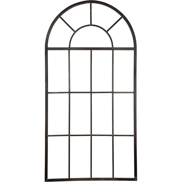 Decoratief raam van metaal in patina look - stalraam met halve boog - vintage decoratie