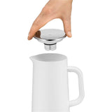 thermoskan, 1 l, thermoskan voor koffie of thee, draaisluiting, houdt dranken 24 uur koud en warm, thermoskan koffie of thee, wit