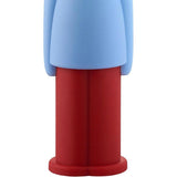 Kurkentrekker gemaakt van thermoplastische hars, lichtblauw en rood en verchroomd zamak