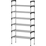 6-laags zilveren verstelbare schoenenrekken, schoenenopslag, hoge schoenenrek, organizer, plankhouder, standaard voor 18 paar schoenen, 56 x 30 x 110 cm, extra robuuste constructie