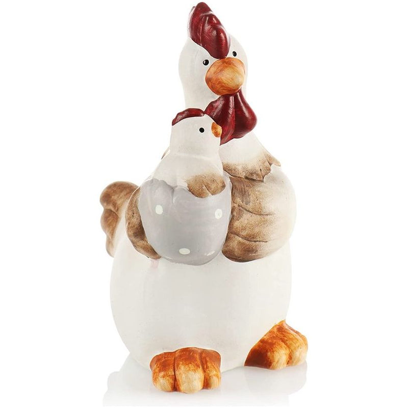 Decoratieve staander voor Pasen, kleurrijke paaskuiken, paasdecoratie om neer te zetten, paasdecoratie van keramiek [keuze] (1 stuk - 19 cm rood-geel-oranje)