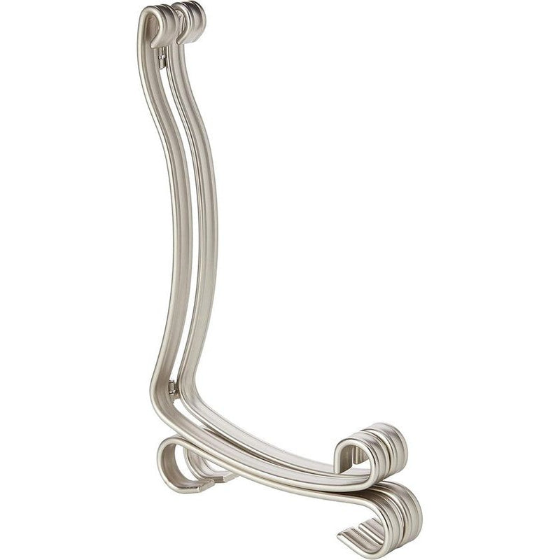 Kookboek- en bordenstandaard, grote kookboekhouder van metaal, verstelbare kookboekstandaard voor boeken, borden of foto's, mat zilver