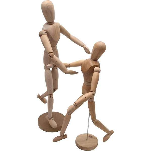 Schakelpop 40 cm hoog, mannequin tekenpop, gemaakt van fijne Samakholz-FSC, ideaal als model voor Bewegingsstudies