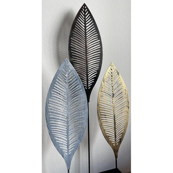 Decoratieve metalen bladsculptuur, goud, zilver, koper