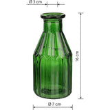 Vaas 'Almería' groen set van 3 - Ø 7 x 16 cm Translation: Set van 3 groene vazen 'Almería' - Ø 7 x 16 cm