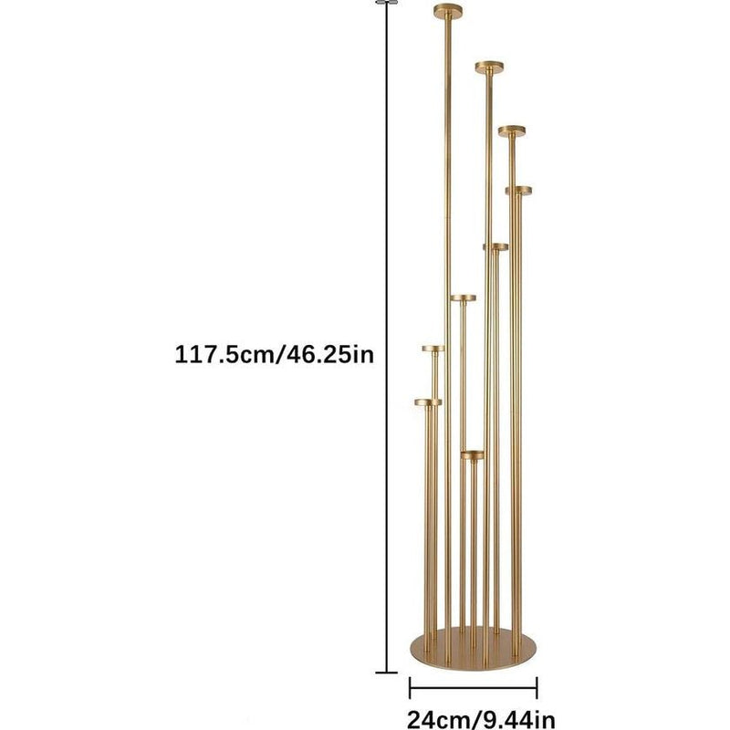 Golden Candle Holder, Pillar Candle, Gold Metal, 9 Arming, Candle Holder Pillar Candle Holder for Wedding, Dining Table, Centrepiece, Decoration, Living Room, Christmas Decoration, 117.5 cm