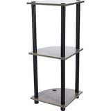 Compacte multifunctionele hoekplank met 3 lagen, hout, Frans eiken grijs/zwart, 29,46 x 29,46 x 75,18 cm