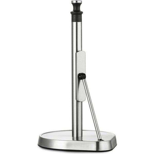 Keukenrolhouder, staande papierrolhouder van roestvrij staal, rolhouder, keukenrol, perfect voor keuken en eetkamer, stabiele basis en spanarm, zwart