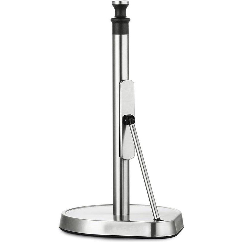 Keukenrolhouder, staande papierrolhouder van roestvrij staal, rolhouder, keukenrol, perfect voor keuken en eetkamer, stabiele basis en spanarm, zwart