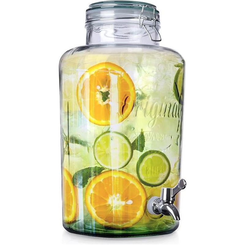 Retro drankdispenser 8 l glas limonade dispenser tapkraan fles met tapkraan glazen drinkglazen cocktail drinken