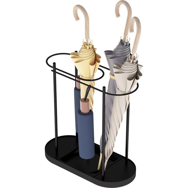 Paraplubak metalen paraplubak parapluhouder 53 x 36 x 18,5 cm vrijstaande parapluhouder met regenschaal hoekparaplubak zwart