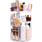 Beauty Organizer, make-up-cosmetica-organizer, 360 graden draaibaar, voor het opbergen van make-up, cosmeticadoos voor dressers, slaapkamer, badkamer, transparant