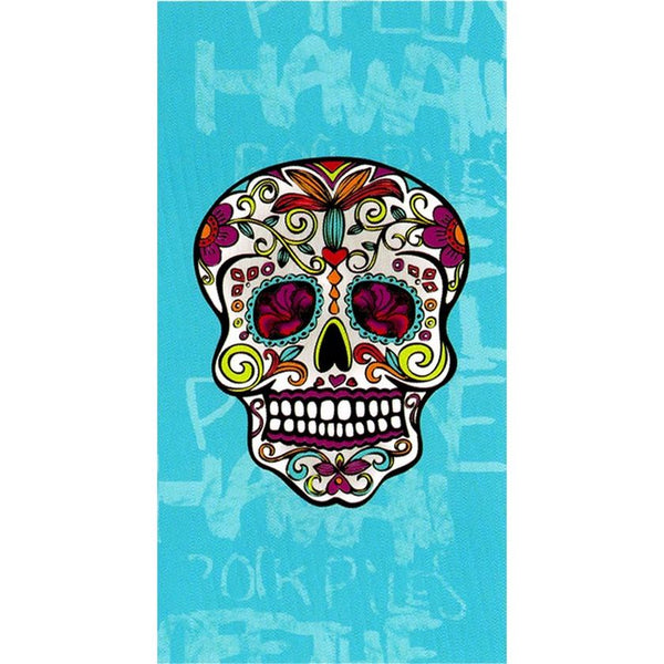 Microvezel strandlaken 90x170cm anti-zand, strandlaken zacht, 100% microvezel, sneldrogend - turquoise schedel