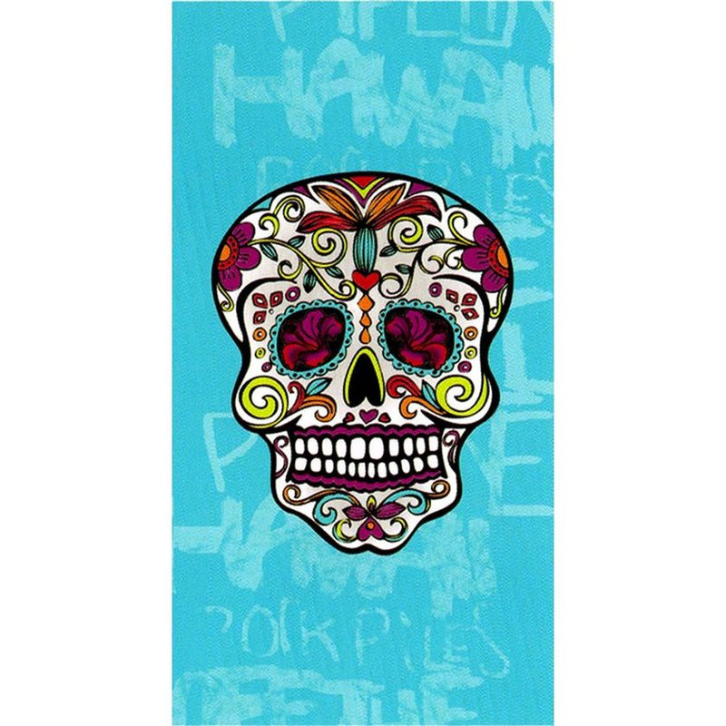 Microvezel strandlaken 90x170cm anti-zand, strandlaken zacht, 100% microvezel, sneldrogend - turquoise schedel