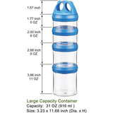 Snack Container, Stapelbare container Snack Tower 4-delige draaisluiting voor het bewaren van melk, snacks, blauw 916 ml