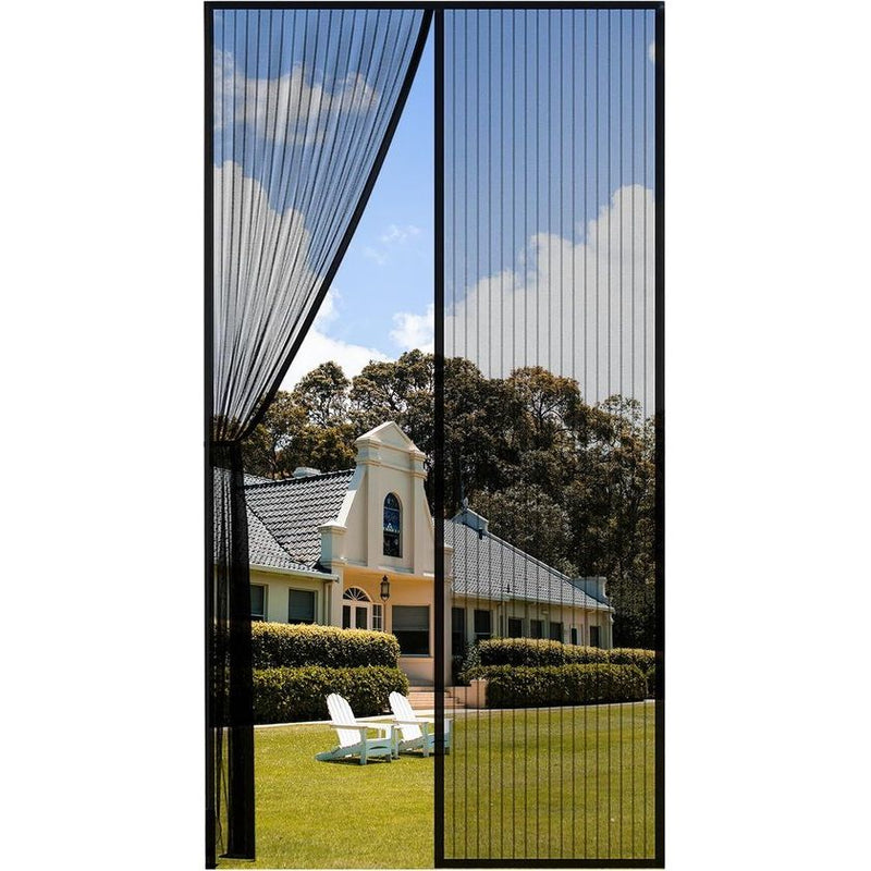 Hordeurmagneet, balkondeur, insectenwering, vliegengordijn, magnetische deur, insectenwerende gordijndeur, patiodeur, magneethor, vliegenhor, kattenkluis, zwart, 90 x 210 cm
