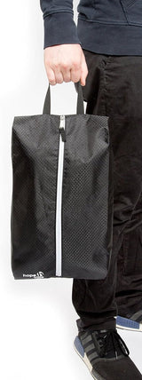 Extra grote schoenentassen in set van 2, premium waterdichte schoenenzak, scheiden schone kleding van vuile schoenen op reis, vrije tijd en vakantie (zwart)