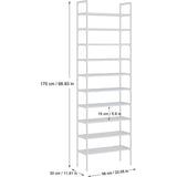 10-laags verstelbare schoenenrekken Schoenenopslag Hoge schoenenrek Organizer Plankhouder Standaard voor 30 paar schoenen, 56 x 30 x 170 cm, robuust ontwerp (wit)