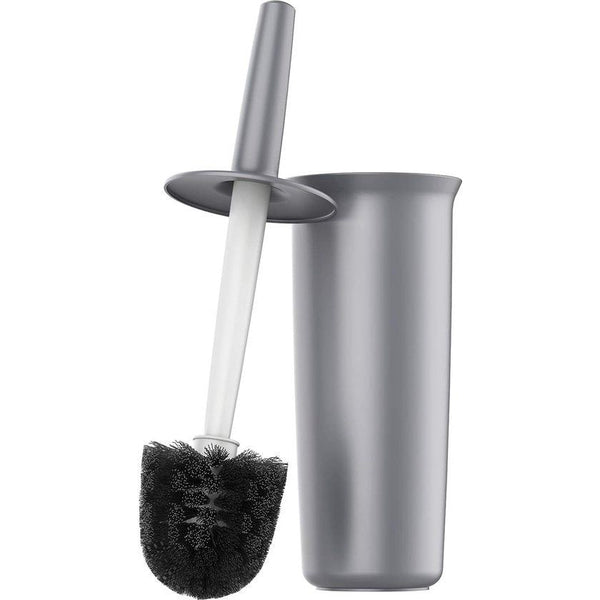 Toiletborstel met houder, wc-borstel voor badkamer, reiniging, wc-borstelset, grijs, 1 stuks