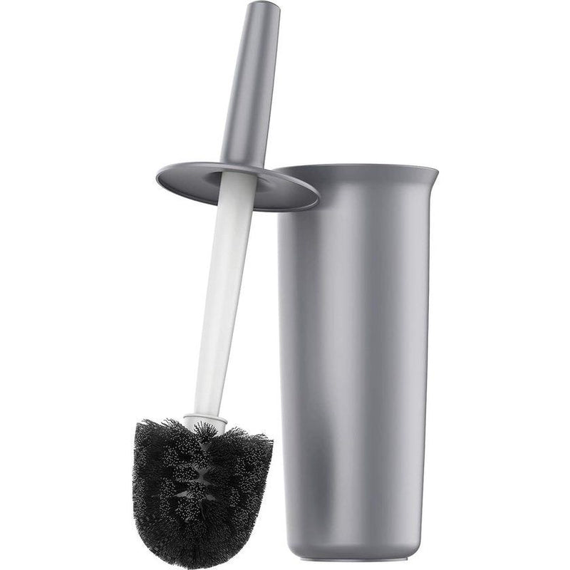 Toiletborstel met houder, wc-borstel voor badkamer, reiniging, wc-borstelset, grijs, 1 stuks