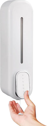 Aan de muur gemonteerde zeepdispenser 300 ml, boorvrij, met lijm, handmatige vloeibare zeepdoos, douche, shampoo, spoeling, dispenser voor toilet, badkamer, hotelkeuken (wit)