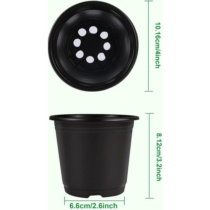 Pak van 150 plantenpotten van 10 cm, kweekpotten, zwarte plastic bloempot voor vetplanten, zaailingen, verplanten