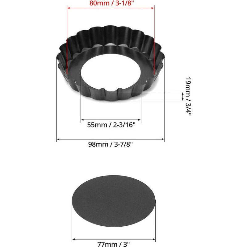 10 stuks taartvormen Ø 10 cm met hefbodem, mini-tartelette vormpjes quichevorm van voedselveilig koolstofstaal met antiaanbaklaag