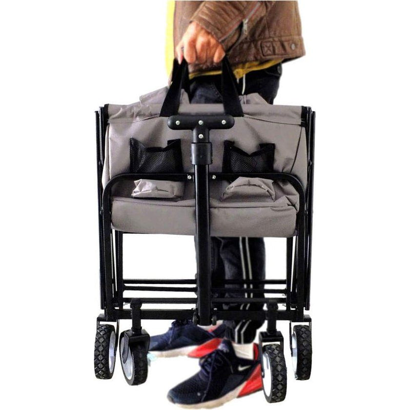 Opvouwbare bolderkar, vouwwagen, outdoor, handwagen, transportwagen met parkeerrem, 75 x 47 x 87 cm