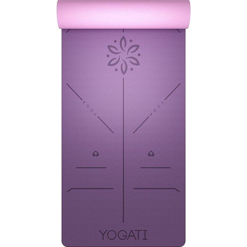 YOGATI – milieuvriendelijke yogamat - TPE, non-slip en dikke yogamat. Yoga Matten met Body Alignment Lines. Perfect Pilates Mat voor workout oefening, Gym en Fitness.