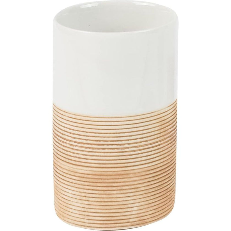 axentia Accessoires Rimini Badkamer Accessoires 4-delige Badkamer Set Zeepdispenser, Zeepbakje & Tandenborstelbekers-Badaccessoires navulbaar, Keramiek, Beige, 1 x 1 x 1 cm