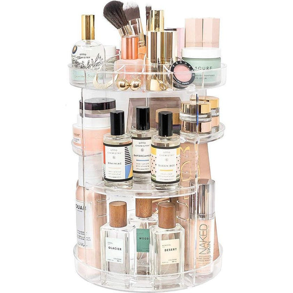 360° roterende make-up cosmetische schoonheidsorganizer, make-up opslag cosmetische doos voor dressoir, slaapkamer, badkamer, transparante organisator