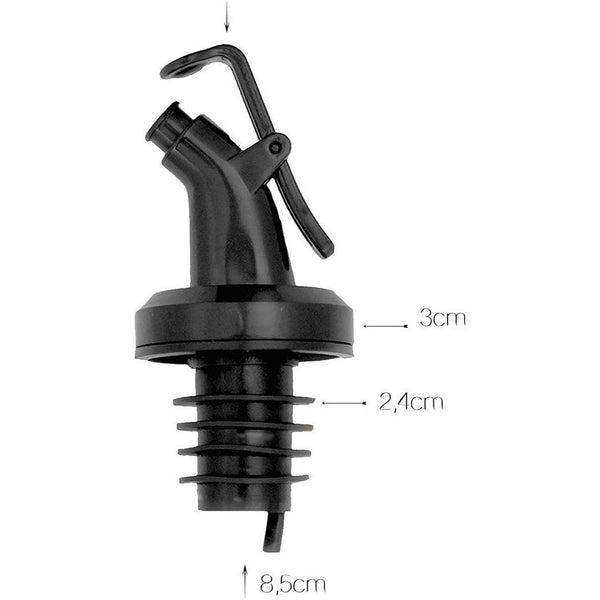 Olijfolieschenker, olie-azijnwijndispenser met lekvrij mondstuk. Schenker voor flessen, siroop, azijn, sap, zwart, past op de binnendiameter van de flessenhals 23 mm (5 stuks)