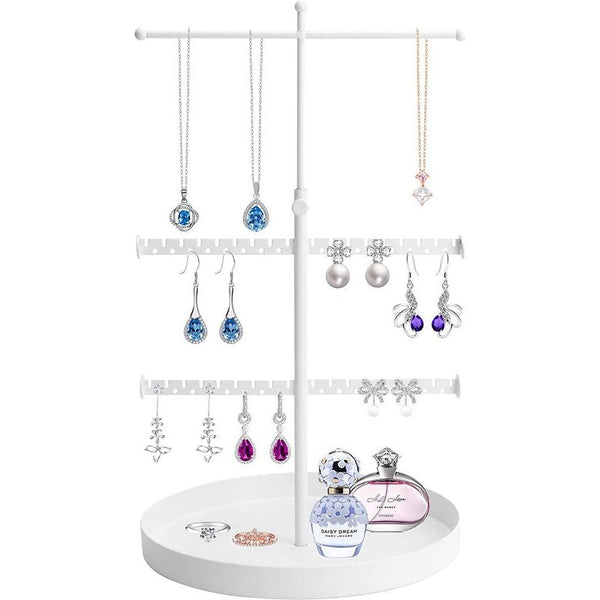 Sieradenstandaard in hoogte verstelbare sieradenhouder T-vormige Kettingstandaard, Multifunctionele Sieradenboom metalen sieradenhouder juwelenopslag voor Kettingen, Oorbellen, Armbanden en accessoires (Wit)