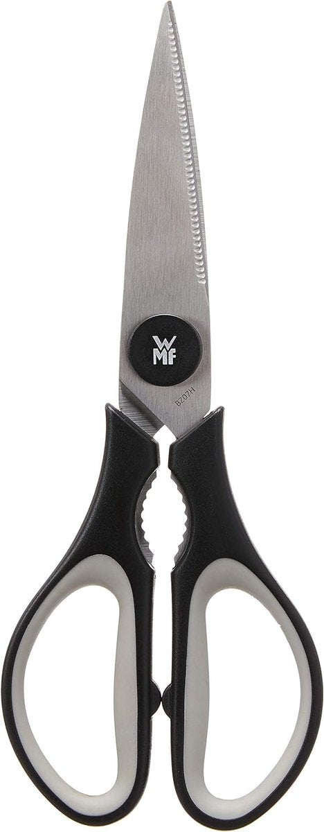 Touch messenset, 2-delig, keukenmessen met beschermhoes, speciaal lemmetstaal, anti-aanbaklaag, zwart & touch keukenschaar 21 cm, huishoudschaar met zaagslijpen, zwart