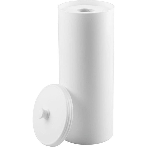 grote toiletpapierhouder met deksel - toiletpapieropslag van kunststof (diameter: 16 cm) staand - toiletpapierbox ook voor grote rollen - wit