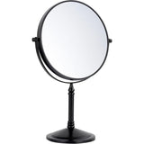 Cosmetic Mirror Black Standing Makeup Mirror with Magnification 5x/1x Table Mirror Brass 360° Swivelling Double-Sided Mirror Shaving Mirror Standing, Diameter 20 cm
