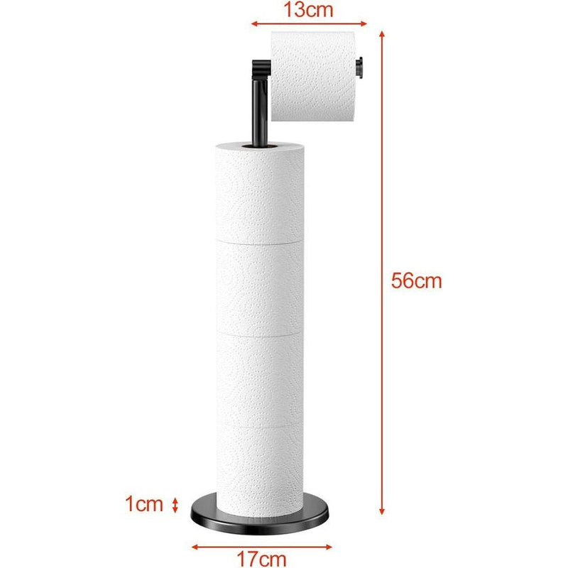Staande toiletpapierhouder, staand, staand, wc-rolhouder zonder boren, vrijstaande wc-rolhouder, toiletpapierhouder, toiletpapier opbergen (zwart)