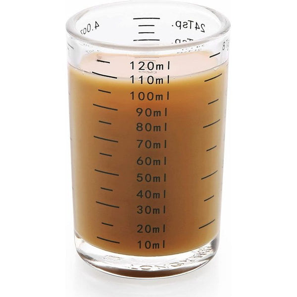 120 ml shotglaasjes, glazen maatbeker met schaal, espresso shotglaasjes voor keuken, bar, feest, cocktail, tequila, wodka (zwart)