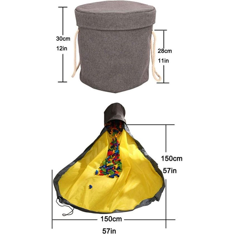 Opbergmand voor speelgoed, opvouwbare opbergtas voor speelgoed met speelkleed voor kinderen, tas met trekkoord, kan snel kinderspeelgoed organiseren en opbergen (150 cm)