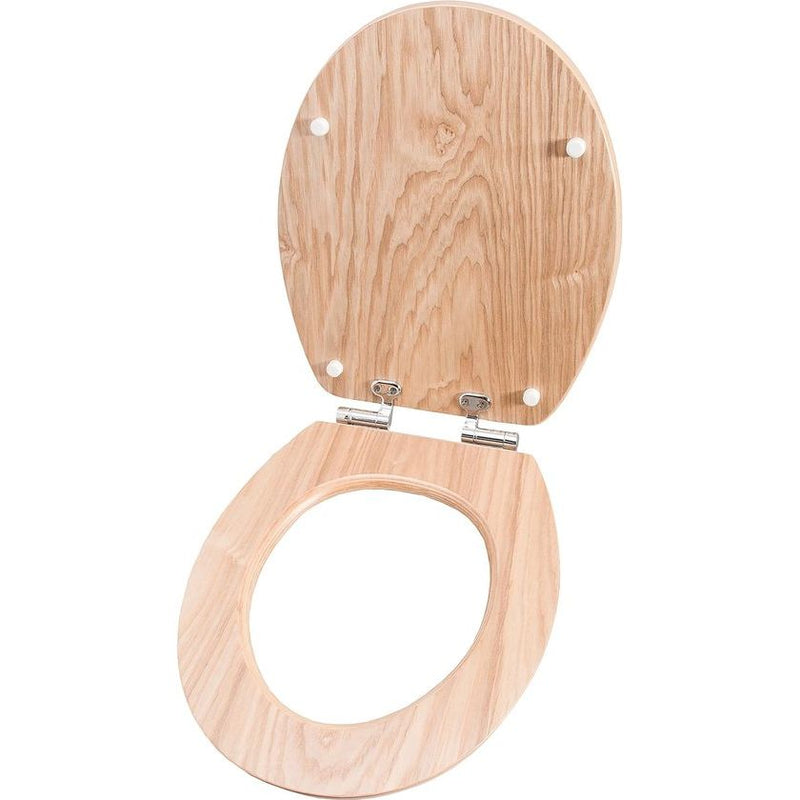 hoogwaardig echt hout - eiken - softclosemechanisme - comfortabel zitgevoel - elegante houtlook past in elke badkamer / toiletbril / wc-deksel